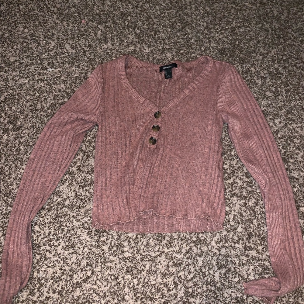 Pink rose gold crop top.